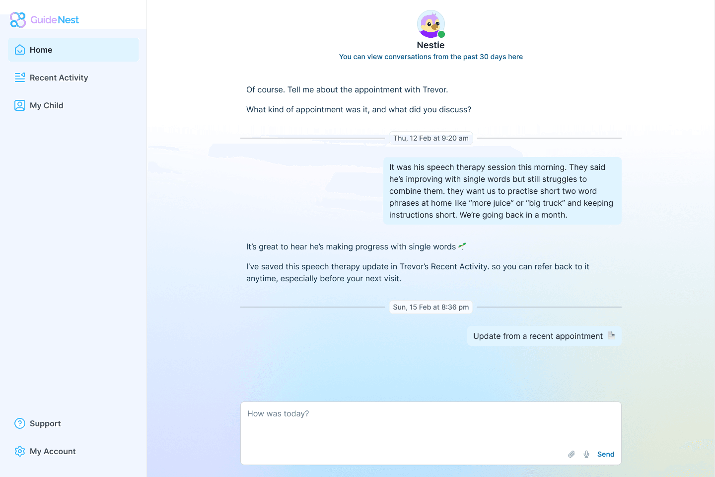 Nestie AI chat in GuideNest